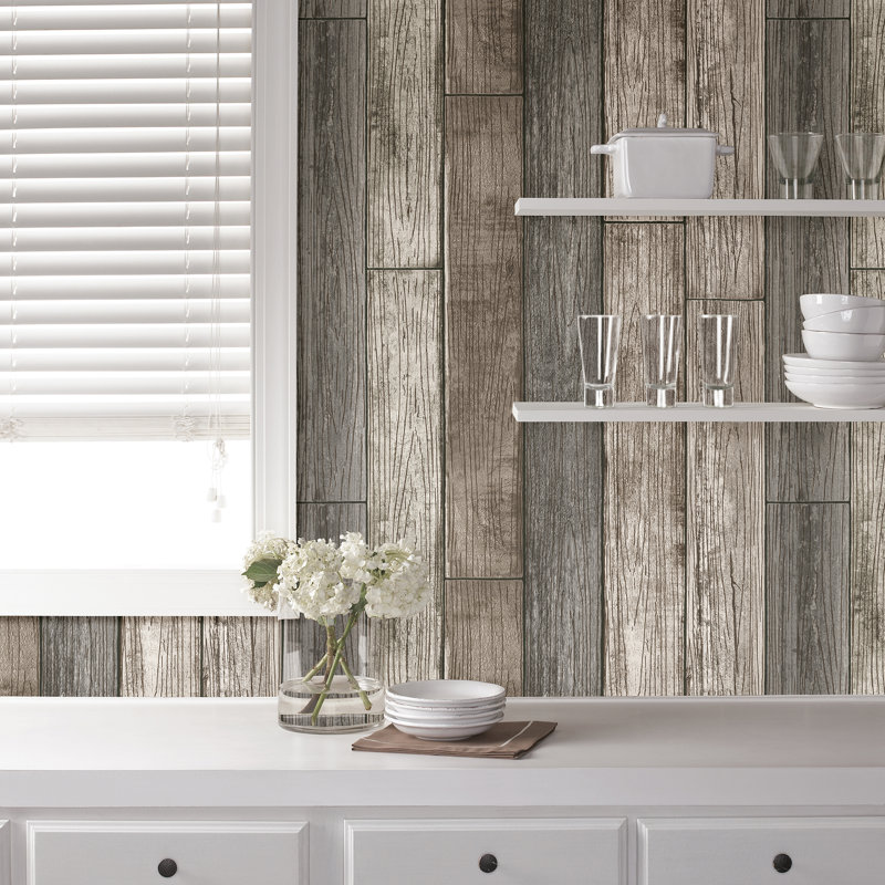 Gracie Oaks Beshears 18 X 20 5 Reclaimed Wood Plank Wallpaper
