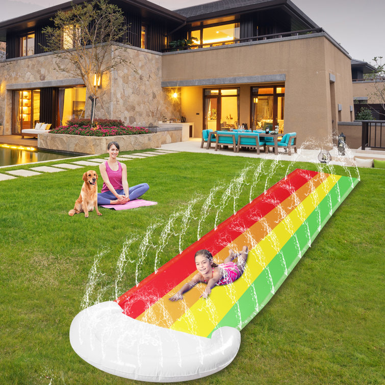 Inflatable Slip And Slide, Rainbow Water Slides For Kids 15 ft Single Slip  And Slide For Kids