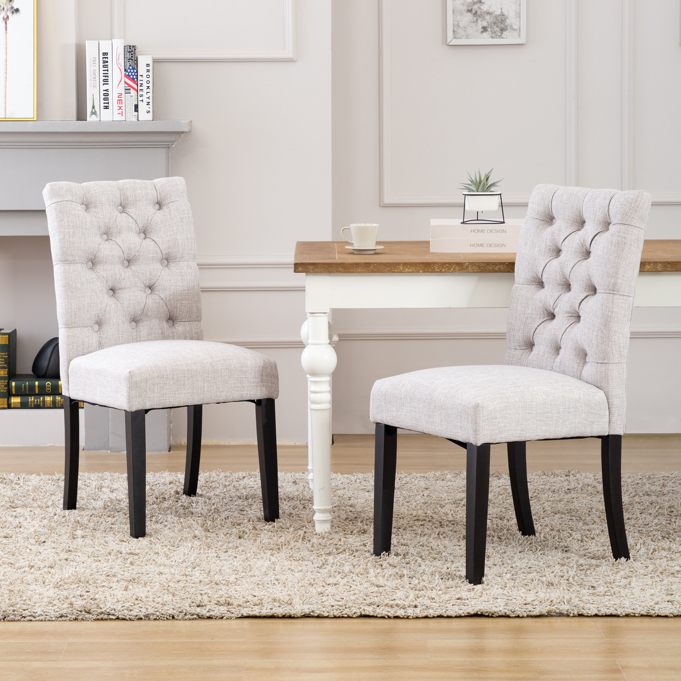 Red Barrel Studio Arahi Tufted Linen Upholstered Parsons Chair Wayfair