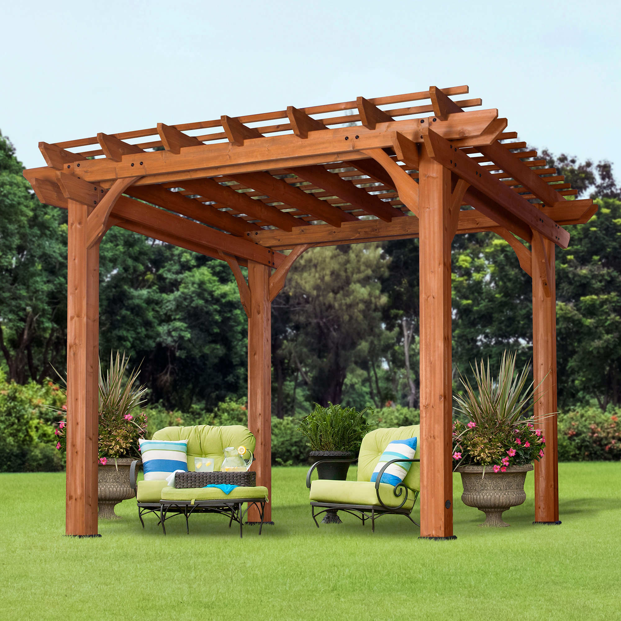 Backyard Discovery Cedar 10 Ft W X D Solid Wood Pergola Backyard Discovery Cedar 10 Ft W X D Solid Wood Pergola Reviews Wayfair