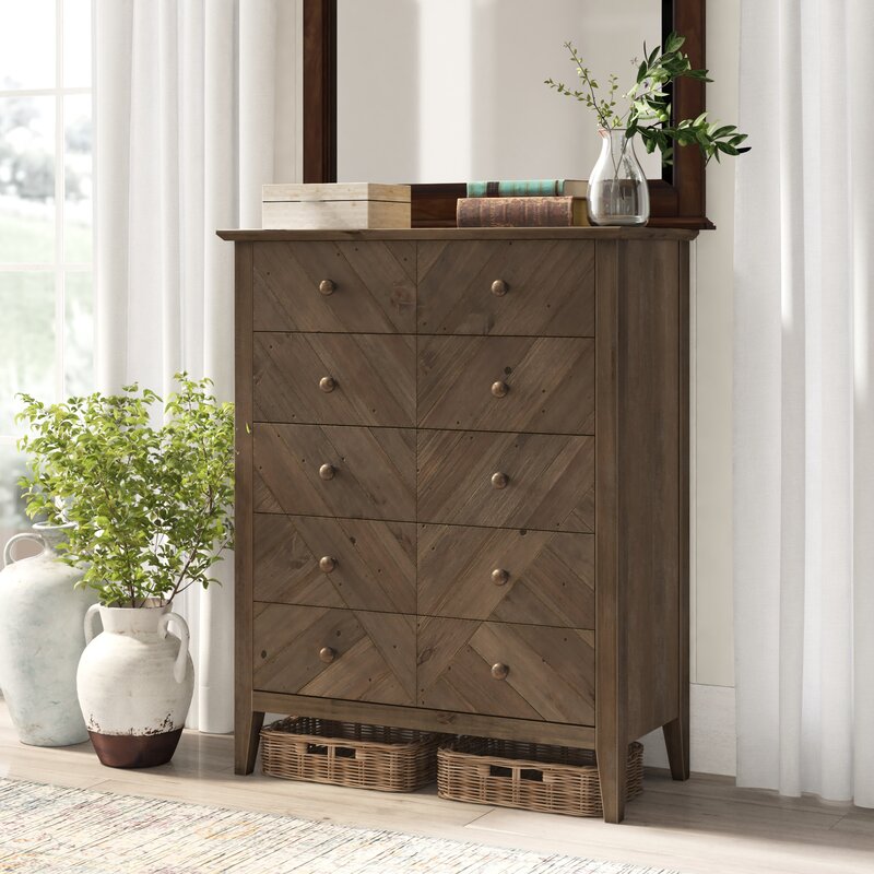 Wainwright Reclaimed Pine 5 Drawer Dresser Birch Lane