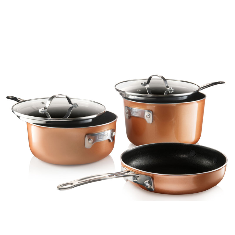 Gotham Steel Stackable Space Saving 5 Piece Aluminum Non Stick Cookware Set Reviews Wayfair