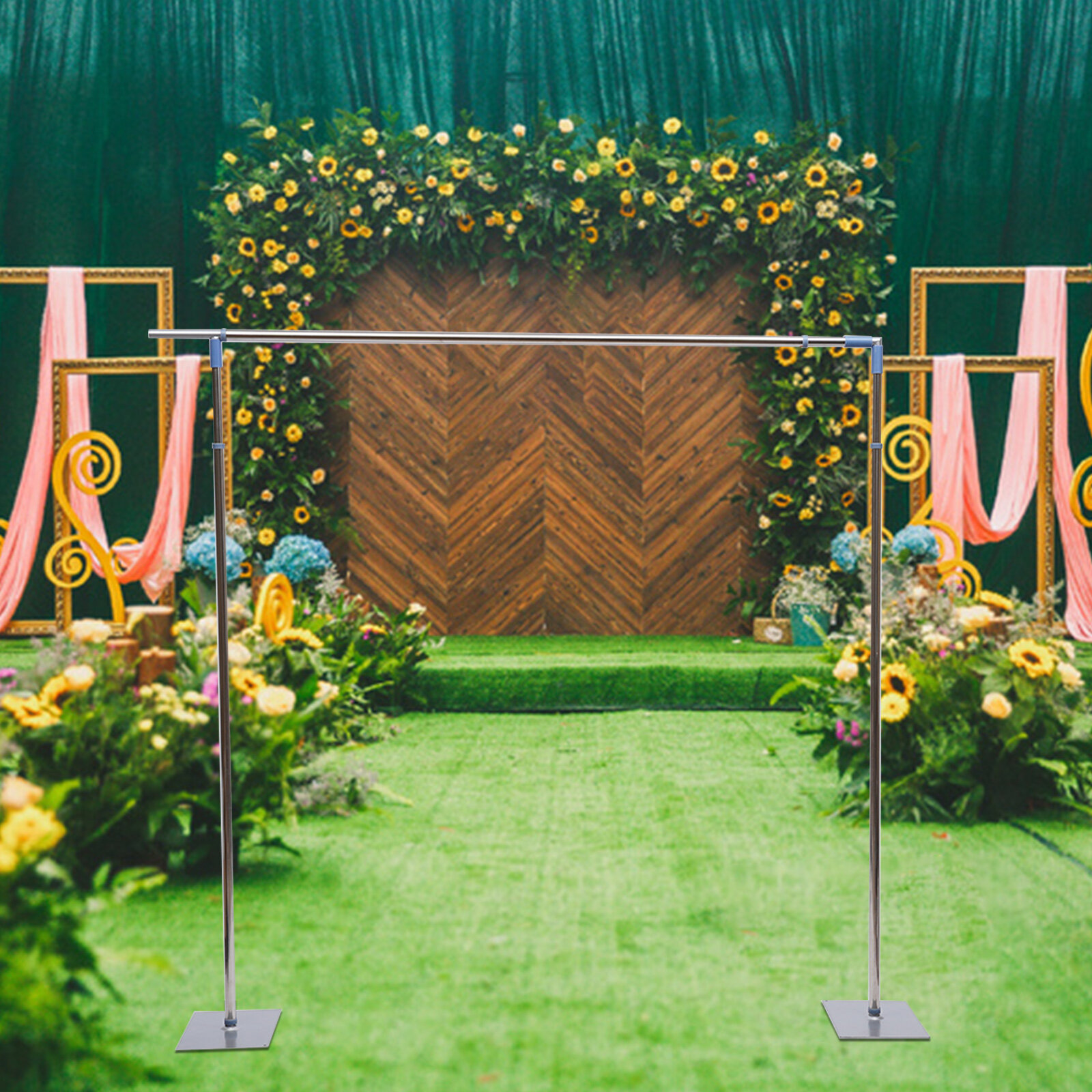 FUNTEN 3 x15M Wedding Party Backdrop Stand Pipe Kit Stainless Telescopic  Curtain Frame | Wayfair