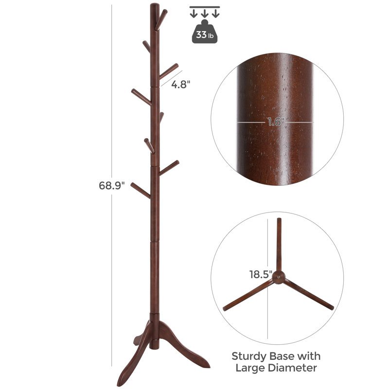 Ebern Designs Coat Rack Free Standing With 8 Hooks 1 6 Inch Thick