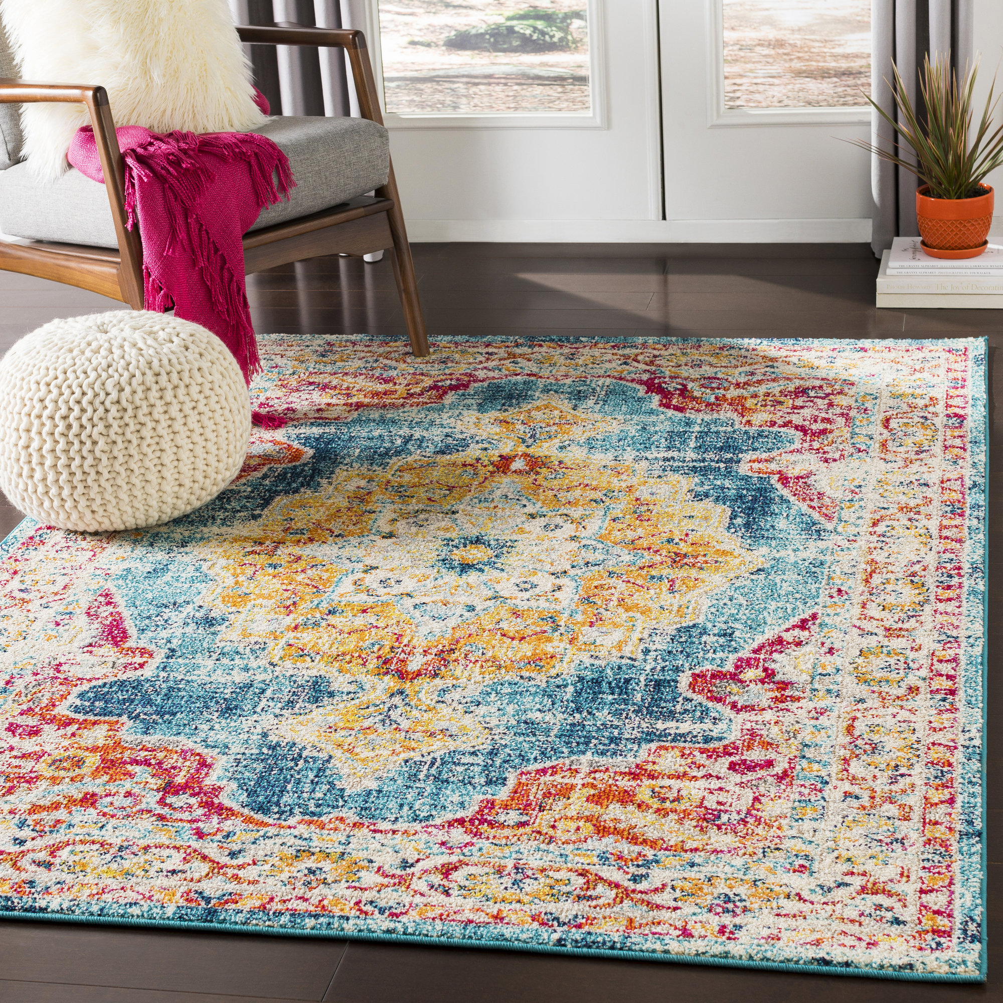 Haigler Red Blue Area Rug