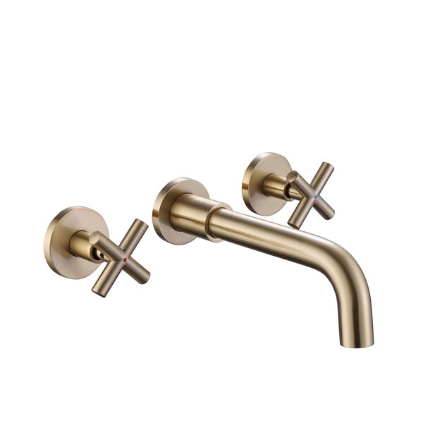 Brushed Gold Bathroom Faucet,Single Handle Wall Mount Bathroom Brass Mixer Taps 