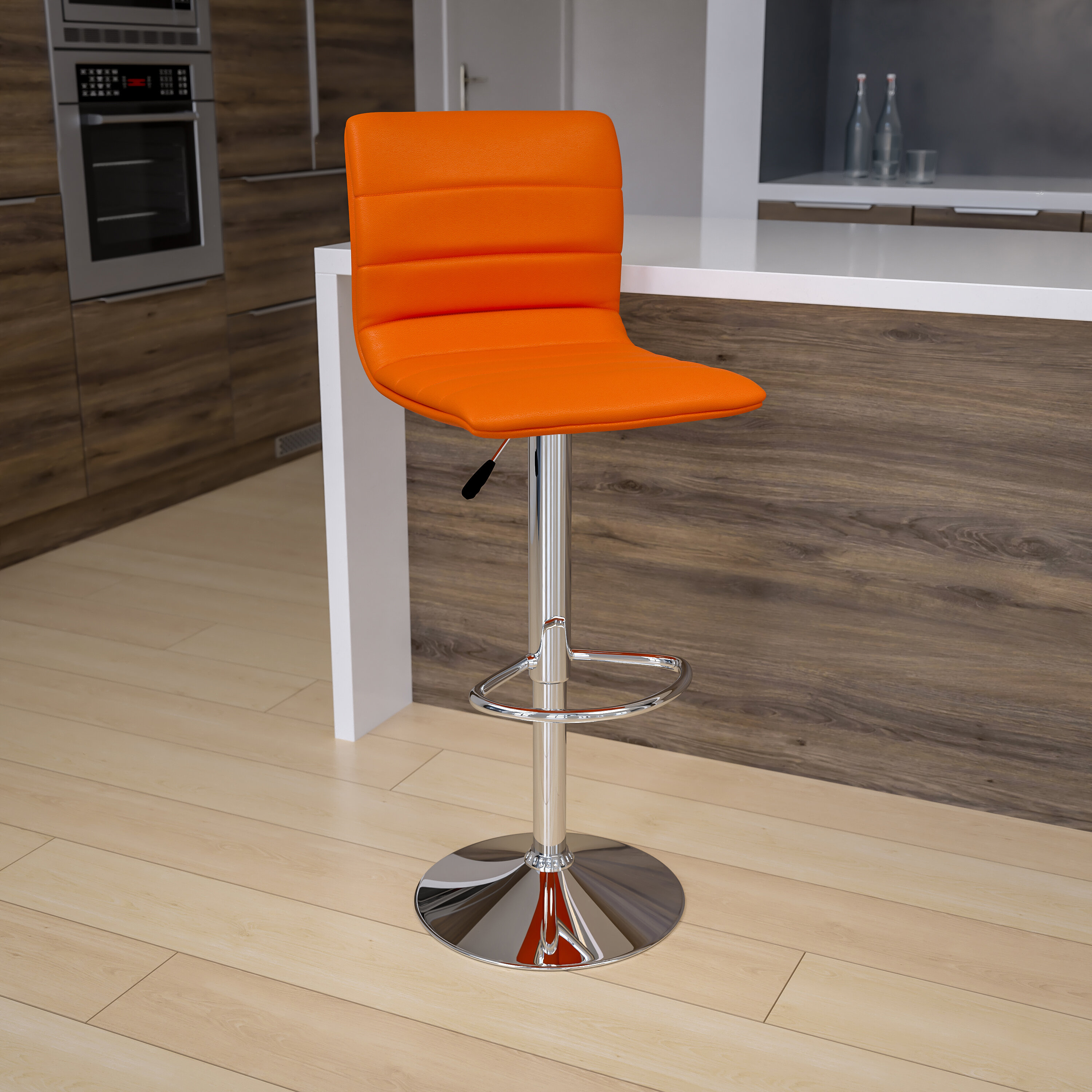 orange and black bar stools