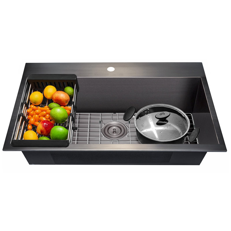 Akdy Stainless Steel 33 L X 22 W Drop In Kitchen Sink With Basket Strainer Wayfair