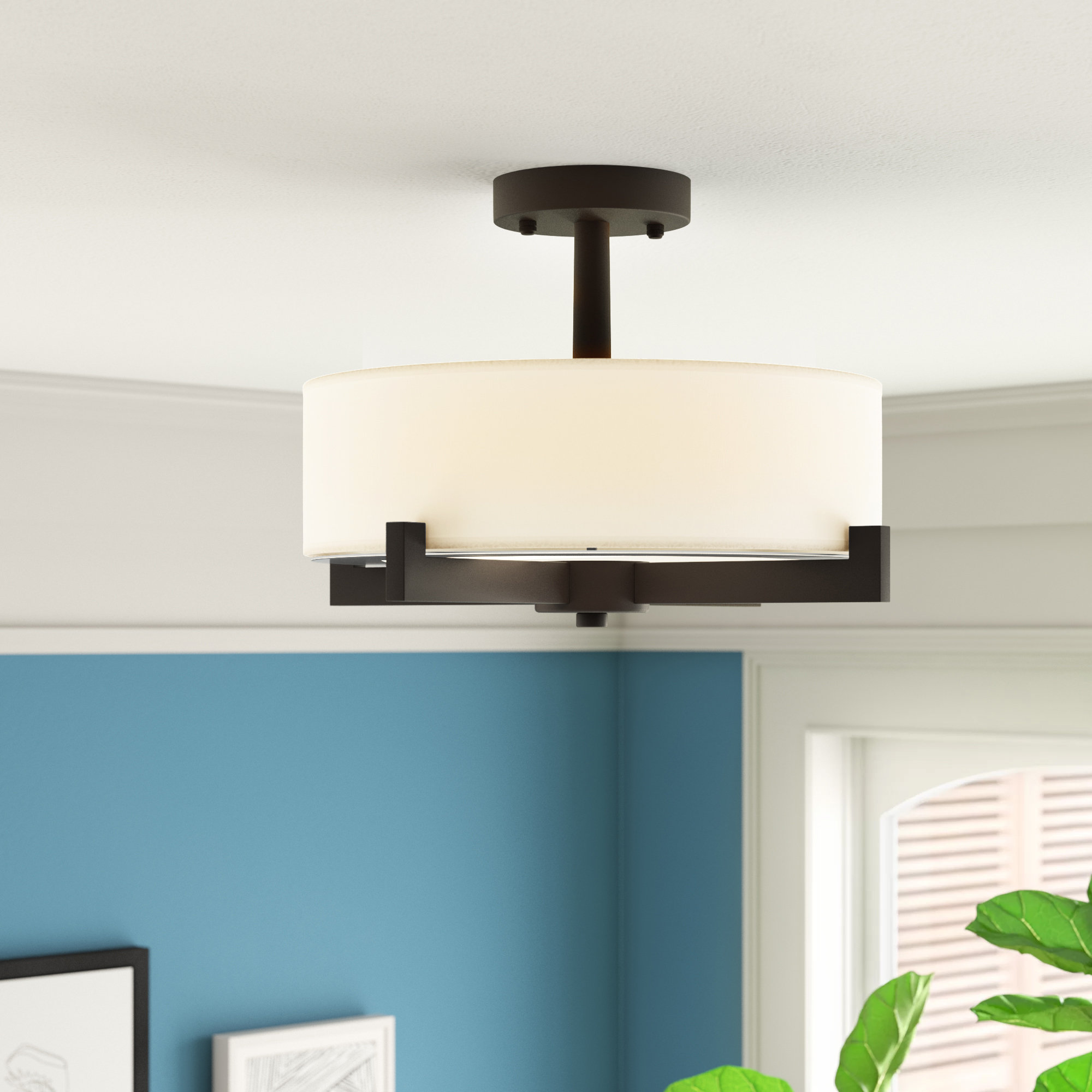 Zipcode Design Jerrod 3 Light 16 5 Shaded Drum Semi Flush Mount Zipcode Design Jerrod 3 Light 16 5