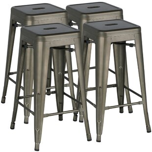 BLUE 30'' SEAT HEIGHT METAL BAR HEIGHT BACKLESS STOOL 