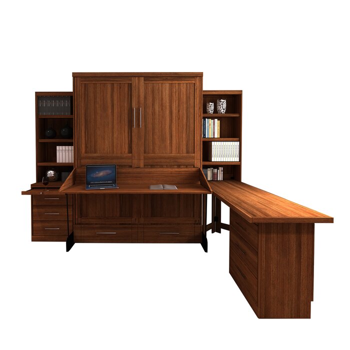 Brayden Studio Munn Desk Queen Storage Murphy Bed Wayfair Ca