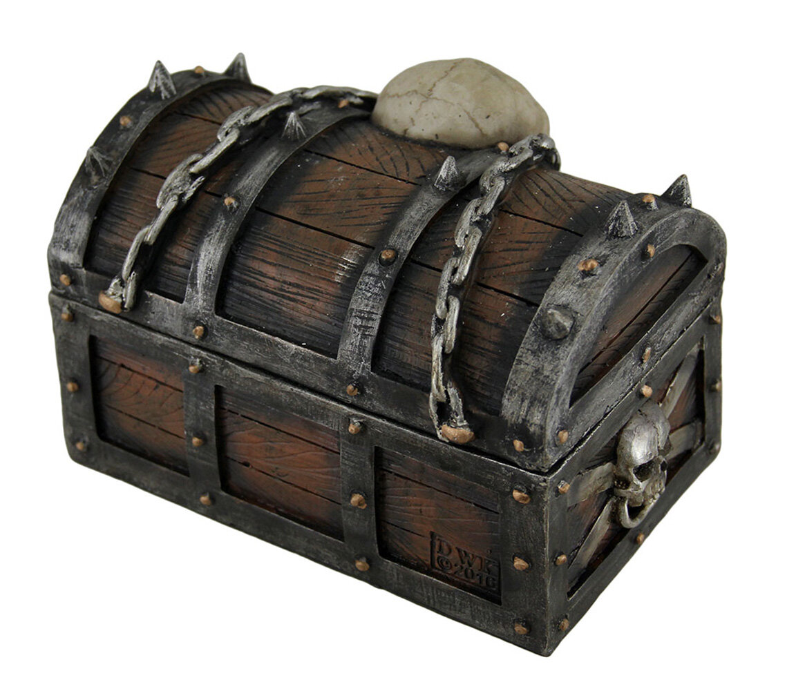 Trinx Sylvester Spiked Skull and Chains Pirate's Chest Decorative Trunk ...