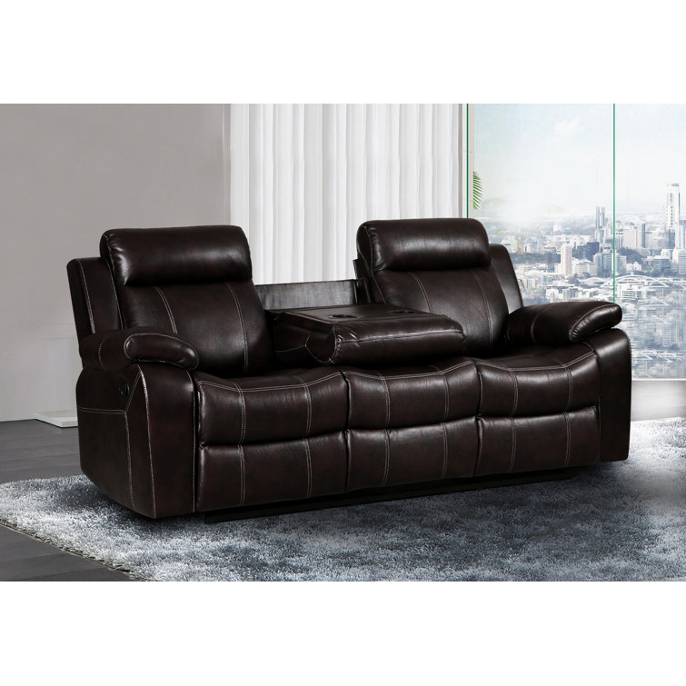 Lark Manor Meudon 80'' Faux Leather Pillow Top Arm Reclining Sofa