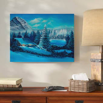Millwood Pines Winter Scene Mountains Acrylic Painting Print On