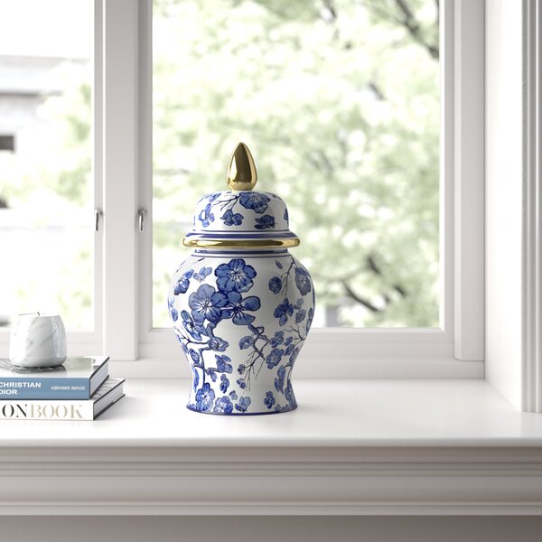 Jingdezhen 19 Antique Like Finish Retro Blue and White Porcelain Landscape Temple Ceramic Ginger Jar Vase China Ming Style L18 