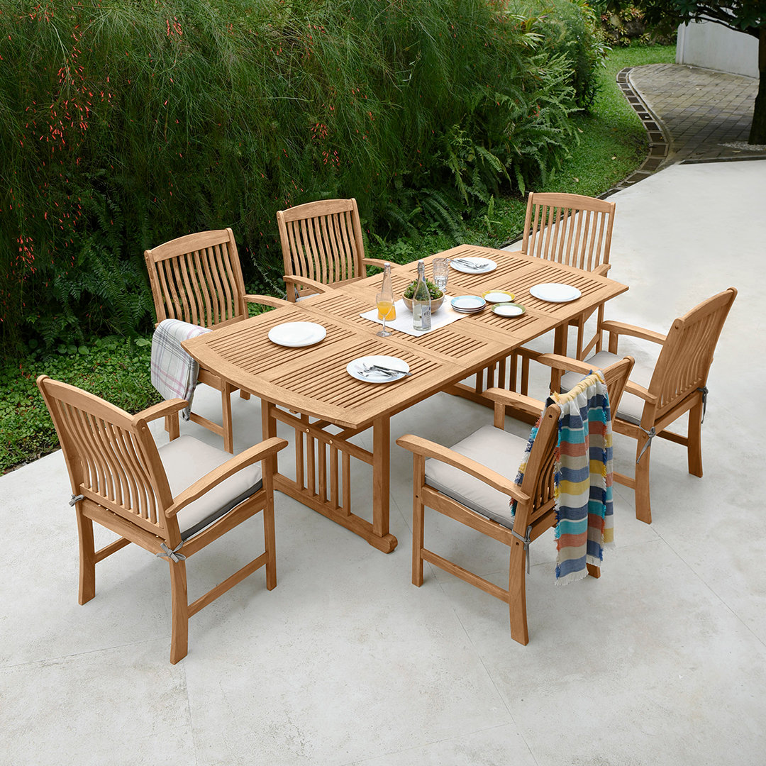 solid teak patio table