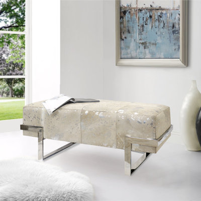 safari silver foil cowhide bench