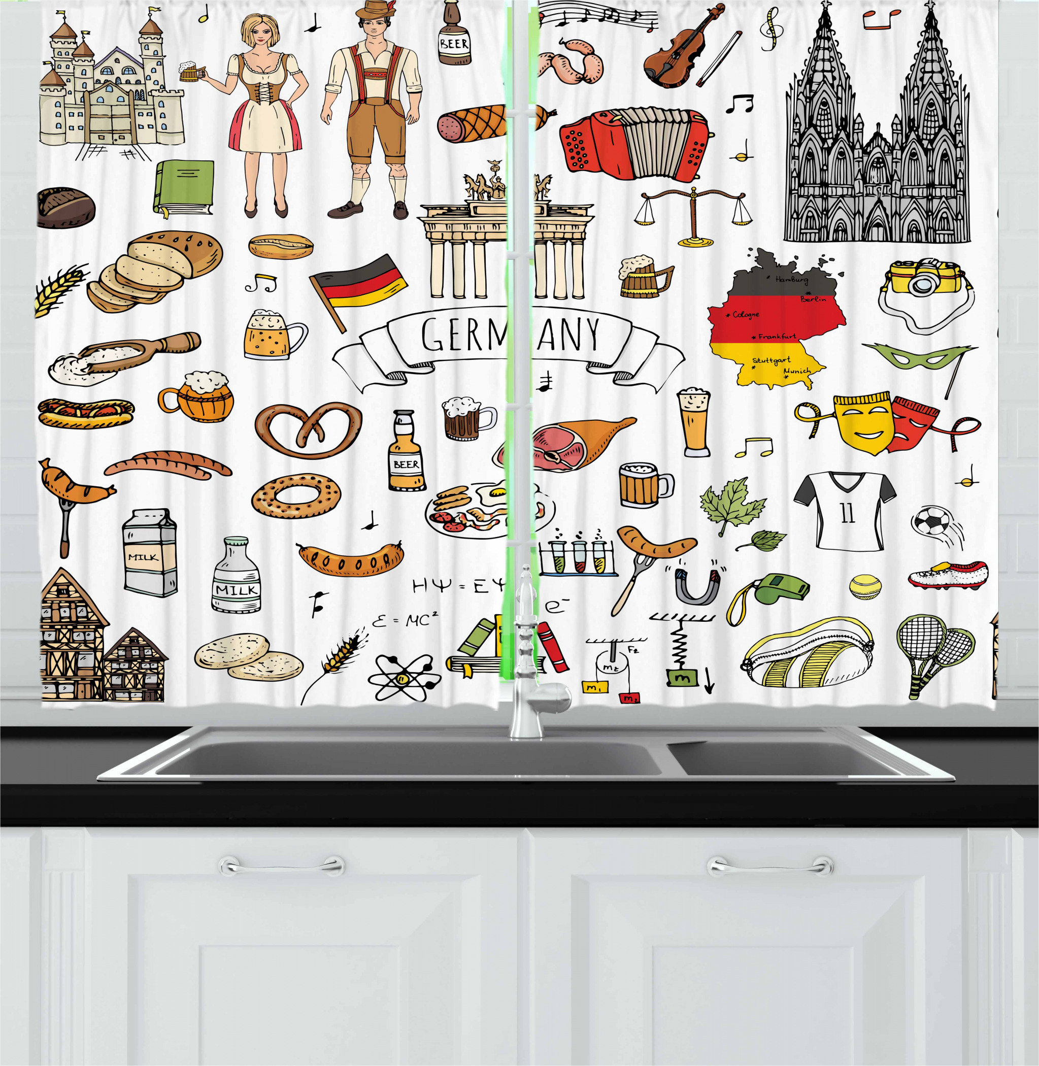 East Urban Home German 2 Piece Kitchen Curtain Set Wayfair