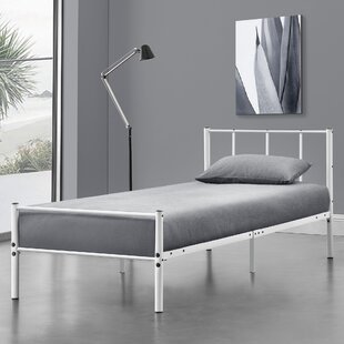 Metallbett mit Matratze 90x200 Weiß Bettgestell Design Bett Schlafzimmer Metall 