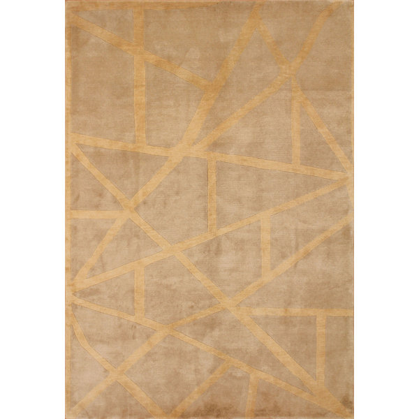 Corrigan Studio One Of A Kind Chetek Hand Knotted 6 X 9 Wool Beige Gold Area Rug Wayfair