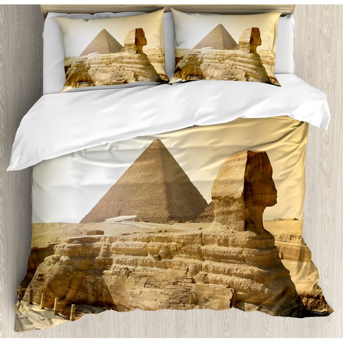 Ancient Egyptian Pyramids Famous Great Landmark Wonders Of The World Heritage View Duvet Cover Set