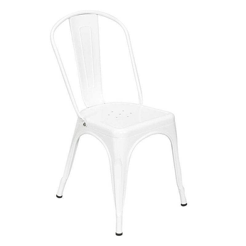 Williston Forge Leighton Metal Slat Back Stacking Side Chair In White Wayfair