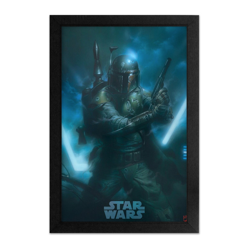 Star Wars Boba Fett Bounty Hunter B/&W SINGLE CANVAS WALL ART Print Picture