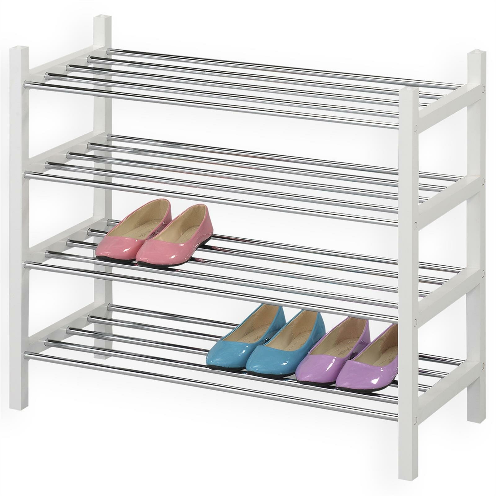 white stackable shoe rack