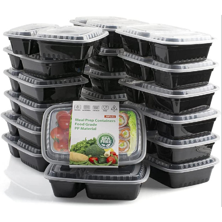 20 Pack Meal Prep Containers Food Storage Reusable Microwave Safe 2 Compartment 