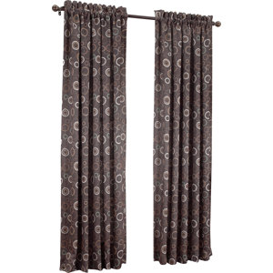Genesis Geometric Room Darkening Rod Pocket Single Curtain Panel