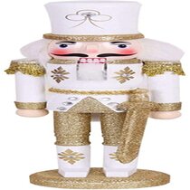 15-Inch Northeast Home Goods Wooden Christmas Nutcracker Decor Red Teddy Bear Soldier with Horn