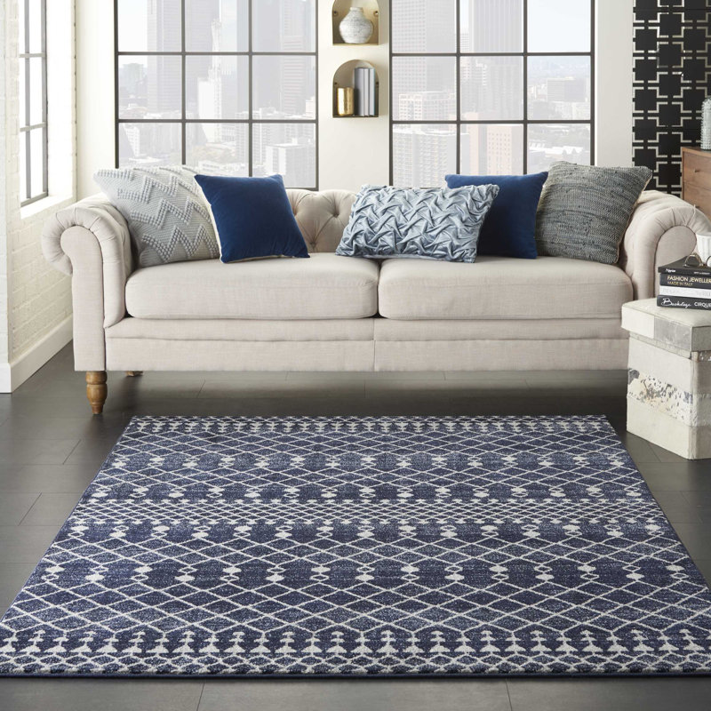 Bungalow Rose Moritz Southwestern Navy Blue Gray Area Rug Reviews Wayfair Ca