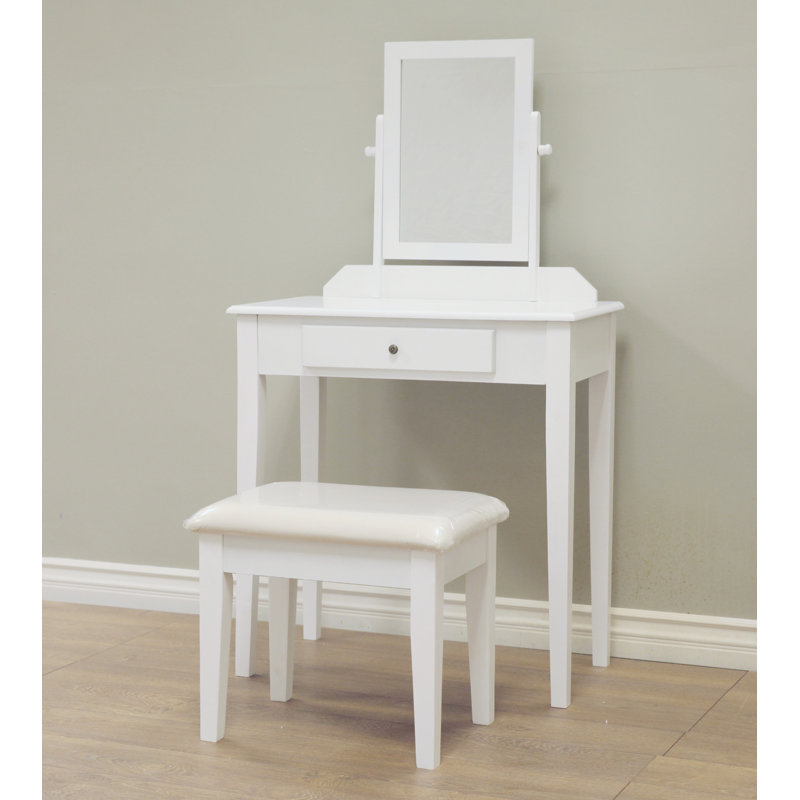 Kiger Solid Wood Vanity Set With Stool With Mirror Reviews