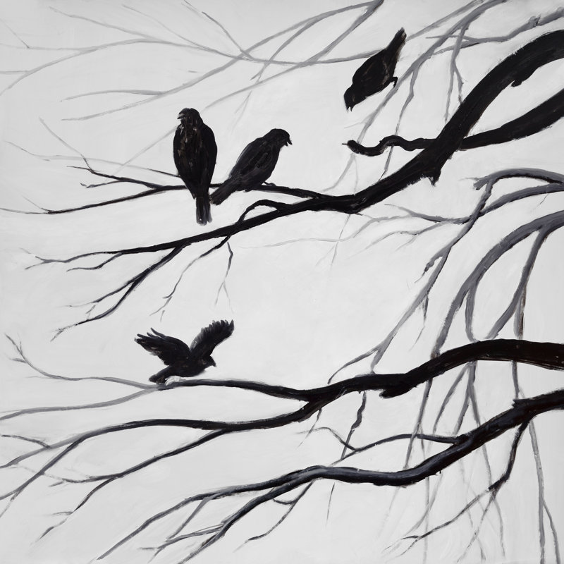 Winston Porter Silhouette Of Birds Oil Painting Print On Wrapped