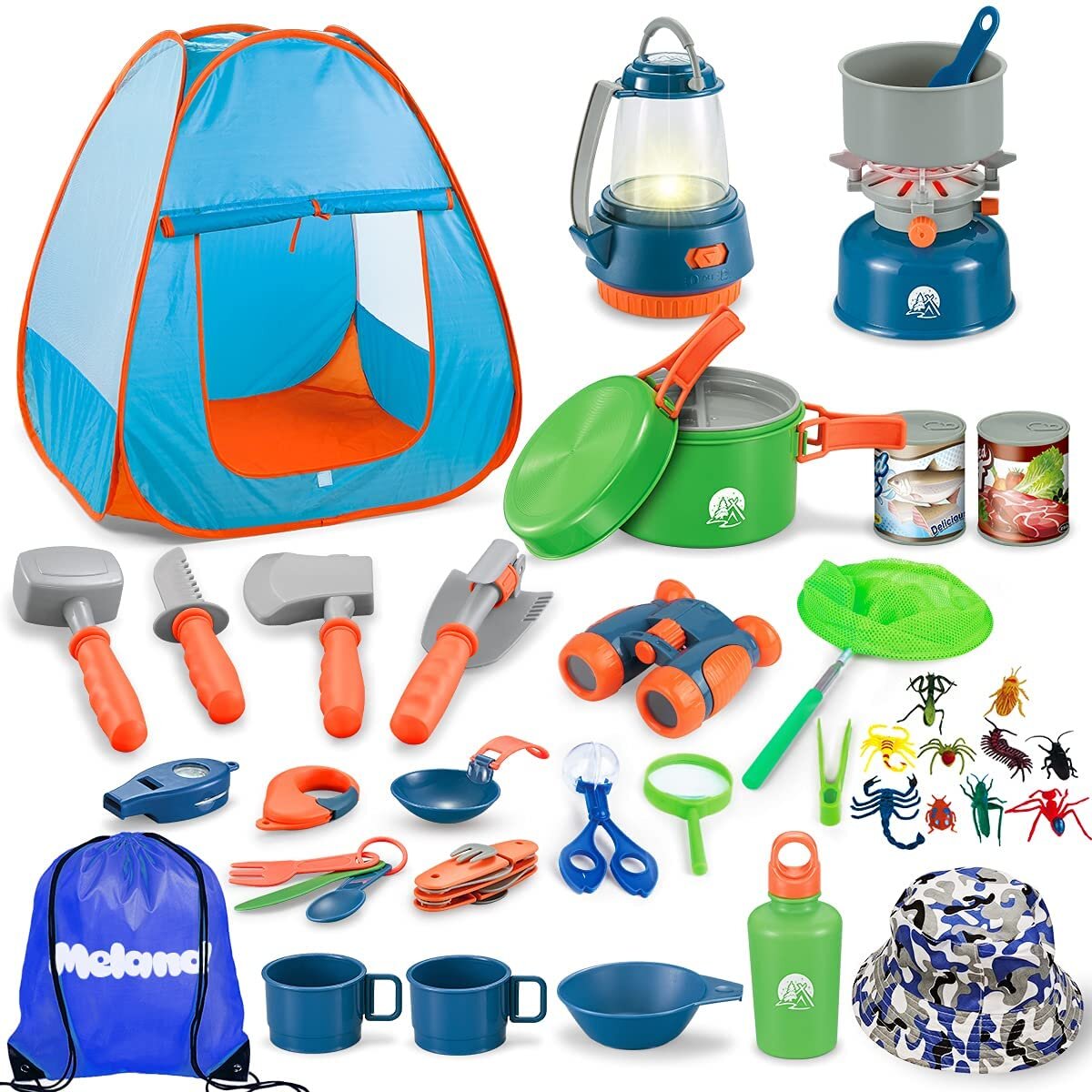 Little Explorer Camping Tent & Tools Toy Gear Play Set for Kids With Lantern New 
