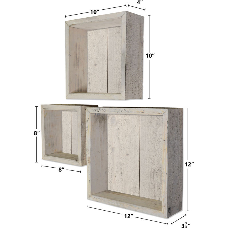Gracie Oaks Parham Vintage Farmhouse Shadow Box 3 Piece Wall Shelf Gracie Oaks Parham Vintage Farmhouse