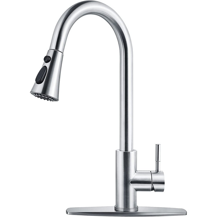 Kitchen Faucets With Pull Down Sprayer Brushed Nickel,Kitchen Faucets For Sink,Stainless Steel High Arc Single Handle Commercial Modern Kitchen Sink ...