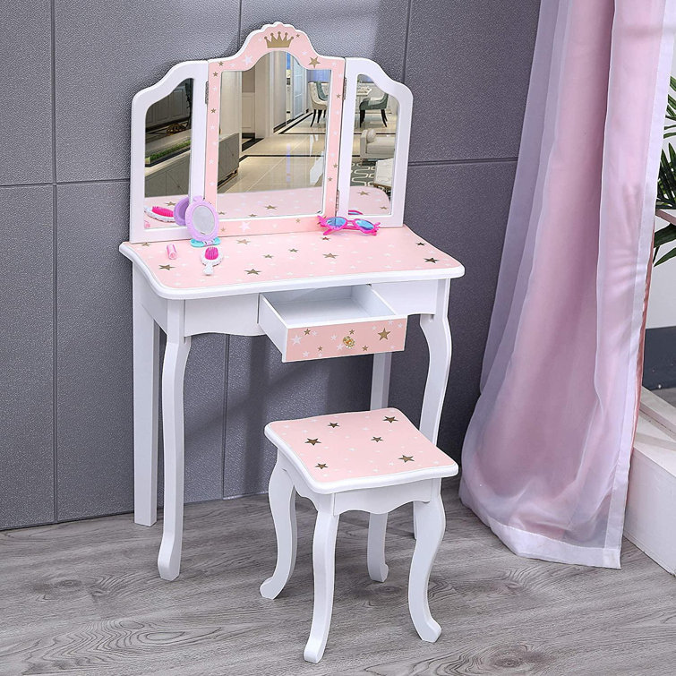 childs vanity table with mirror