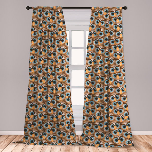 East Urban Home Ambesonne Owl Curtains Avian Animal Portrait With Blue Eyes Fun Cartoon Characters Forest Fauna Pattern Window Treatments 2 Panel Set For Living Room Bedroom Decor 56 X 63 Multicolor Wayfair