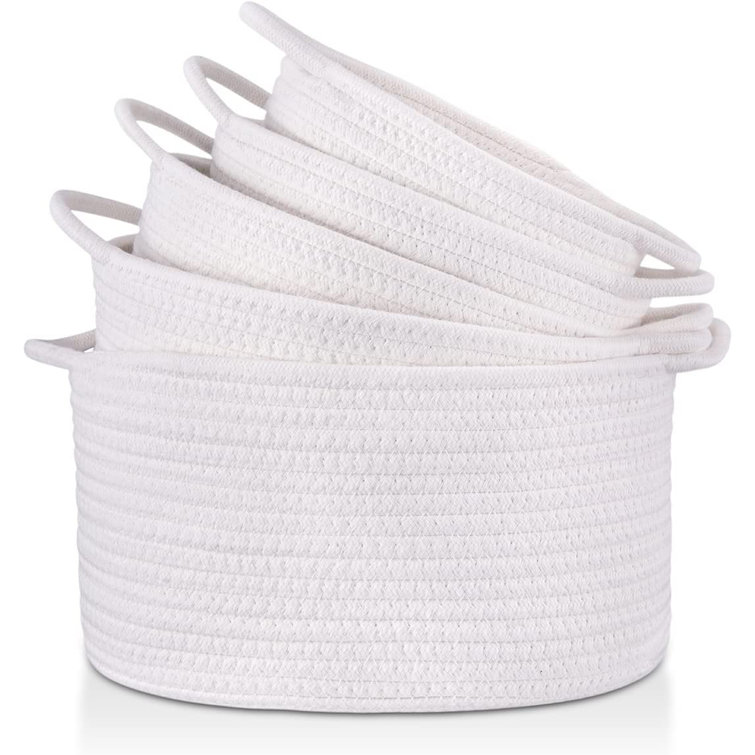 Ebern Designs Woven Round Blanket Fabric Bin Set | Wayfair