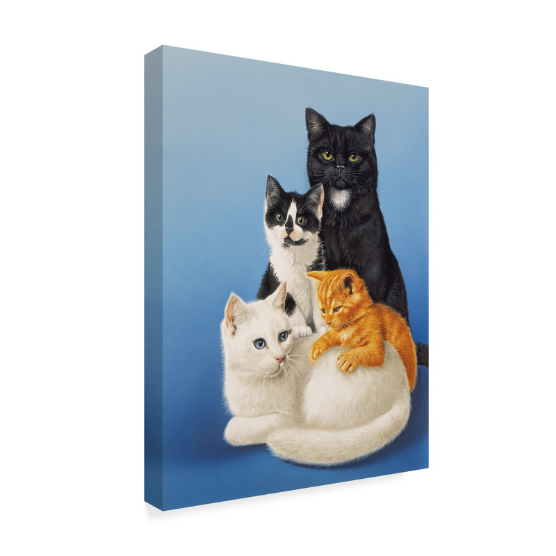 Trademark Art Cat Family Four Acrylic Painting Print On Wrapped