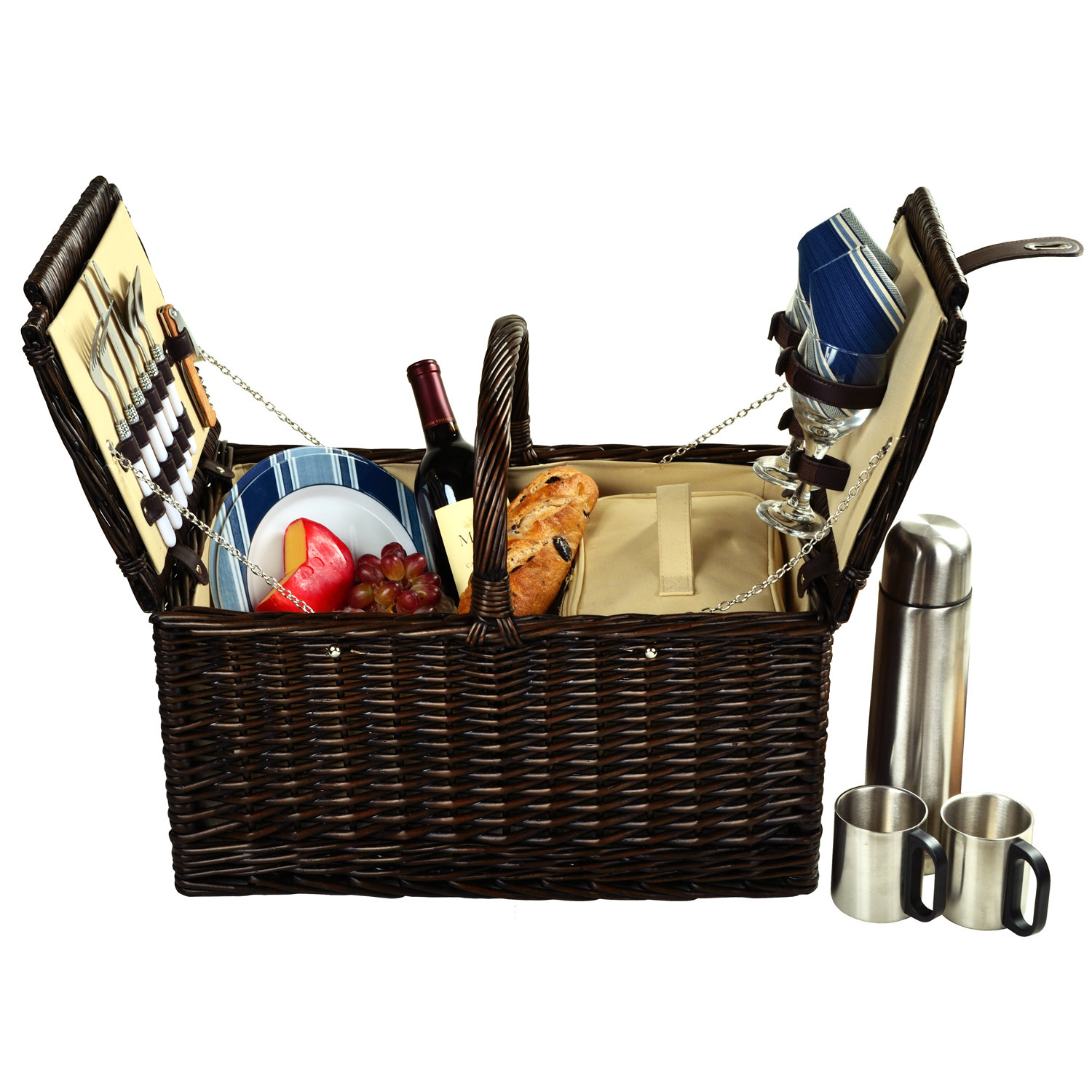 Arlmont & Co. Picnic Basket with Coffee Flask for Two Wayfair