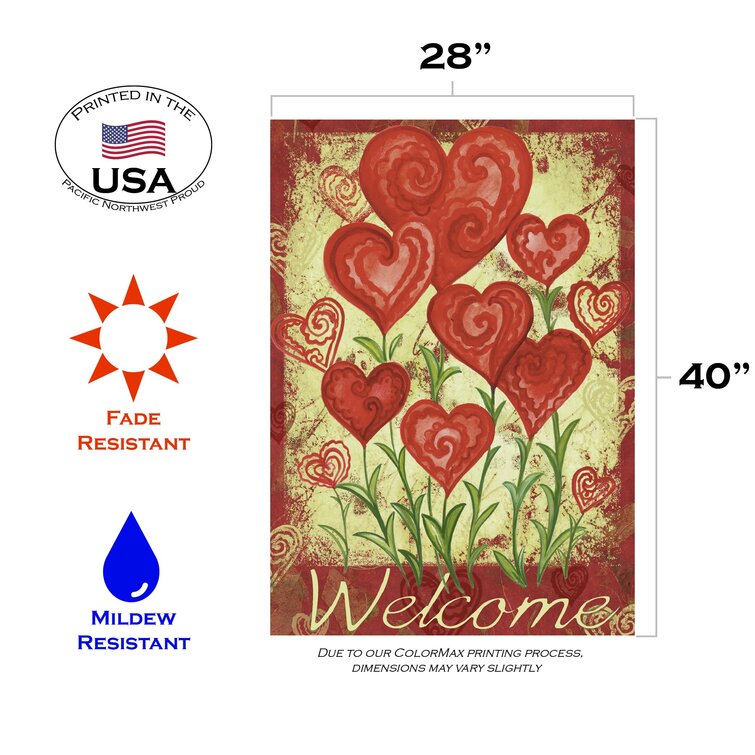 Toland Home Garden Garden Hearts 12.5 x 18 Inch Decorative Love Valentine Day Welcome Garden Flag