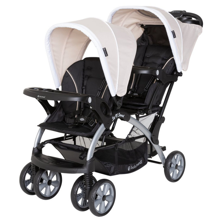Baby Trend Sit N Stand Baby Double Stroller And 2 Infant Car Seat Combo Stormy Wayfair Ca