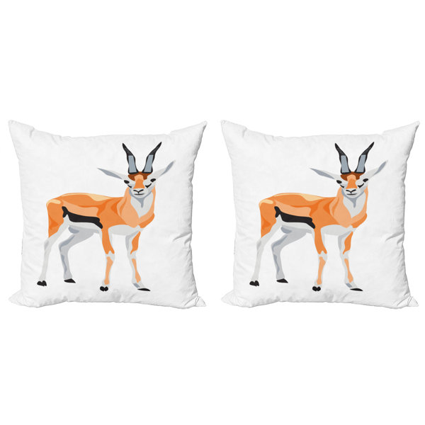 East Urban Home Ambesonne Antelope Decorative Throw Pillow Case Pack Of 2 Wild Animal Graphic Thomsons Gazelle With Antlers Cartoon On Plain Background Couch Bedroom Living Room Cushion Cover 18 Multicolor Wayfair