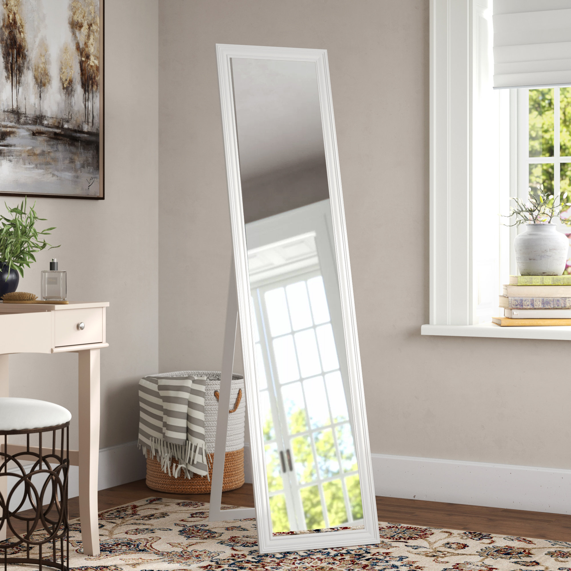 Rectangle Rubberwood Standing Wall Mirror