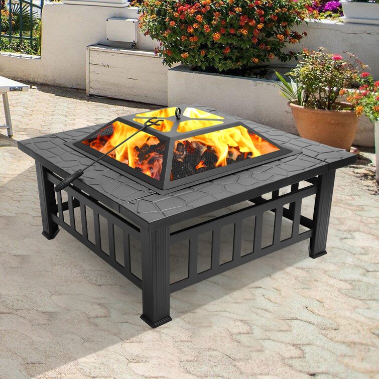 Mcneese 17.32'' H x 32.28'' W Steel Outdoor Fire Pit with Lid