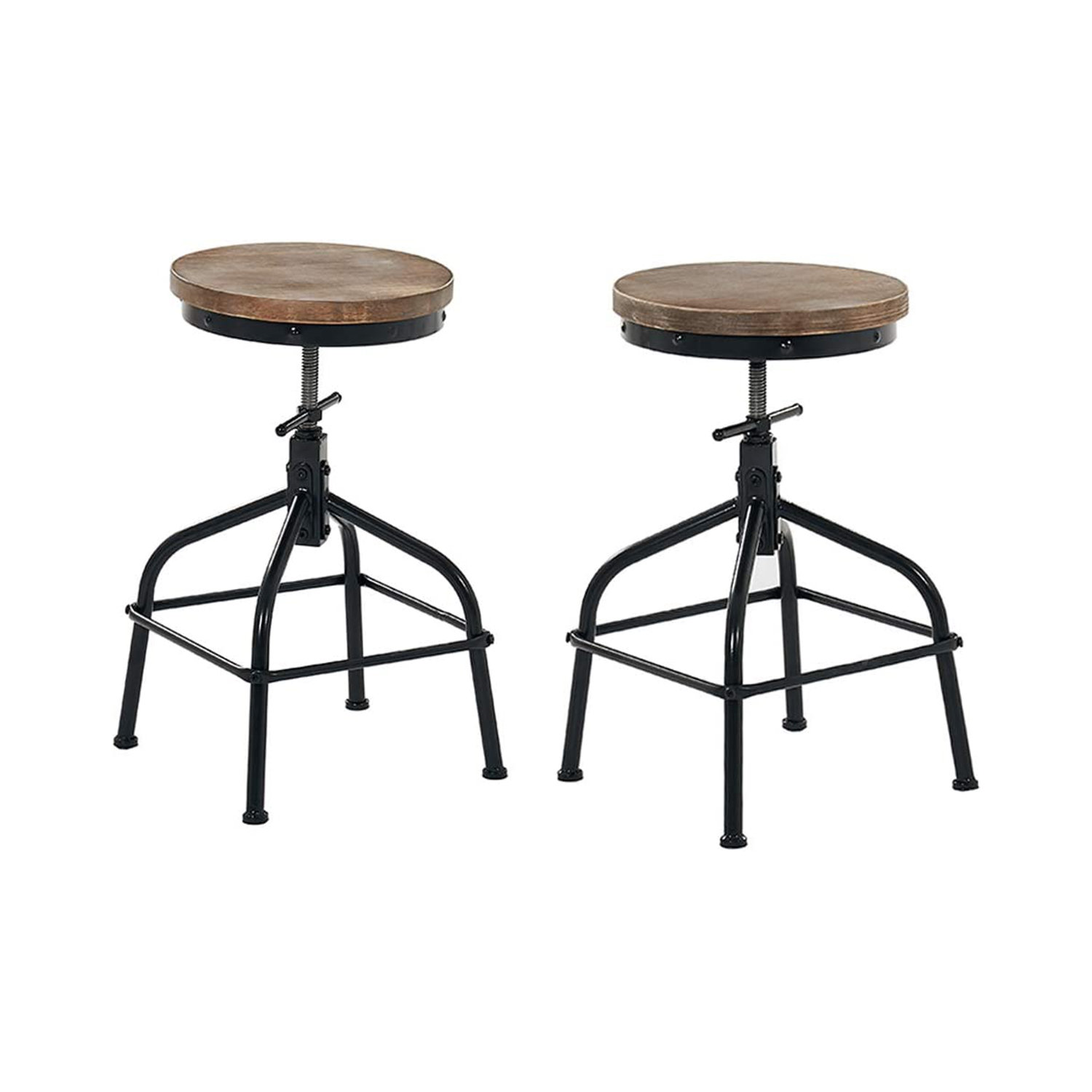 Williston Emellia Swivel Solid Wood Adjustable Height Bar Stool