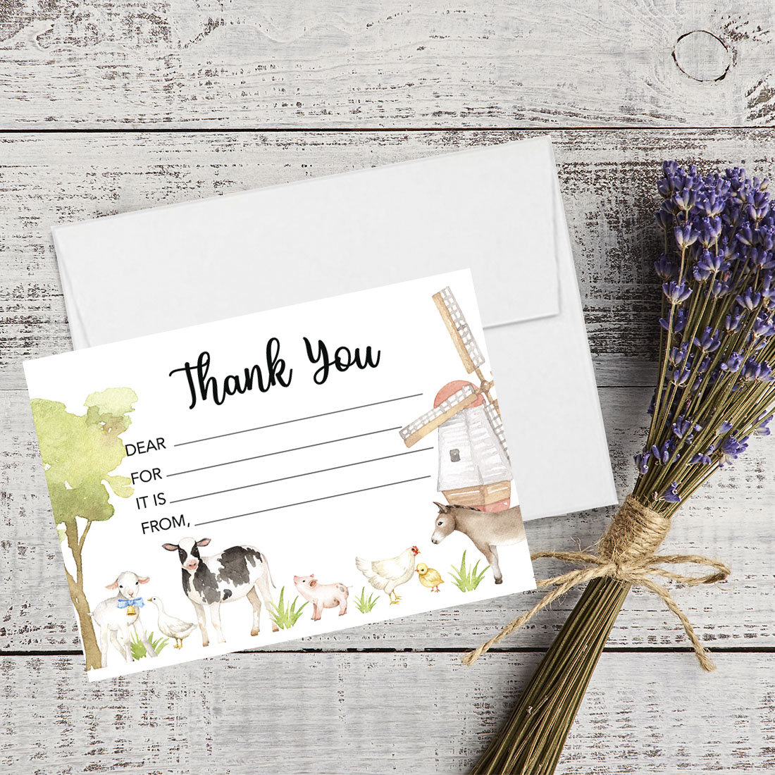 Koyal Wholesale Kids Fill In The Blank Thank You Cards - 20 Cards Including  Envelopes Farm Animals, For Party Guests | Wayfair