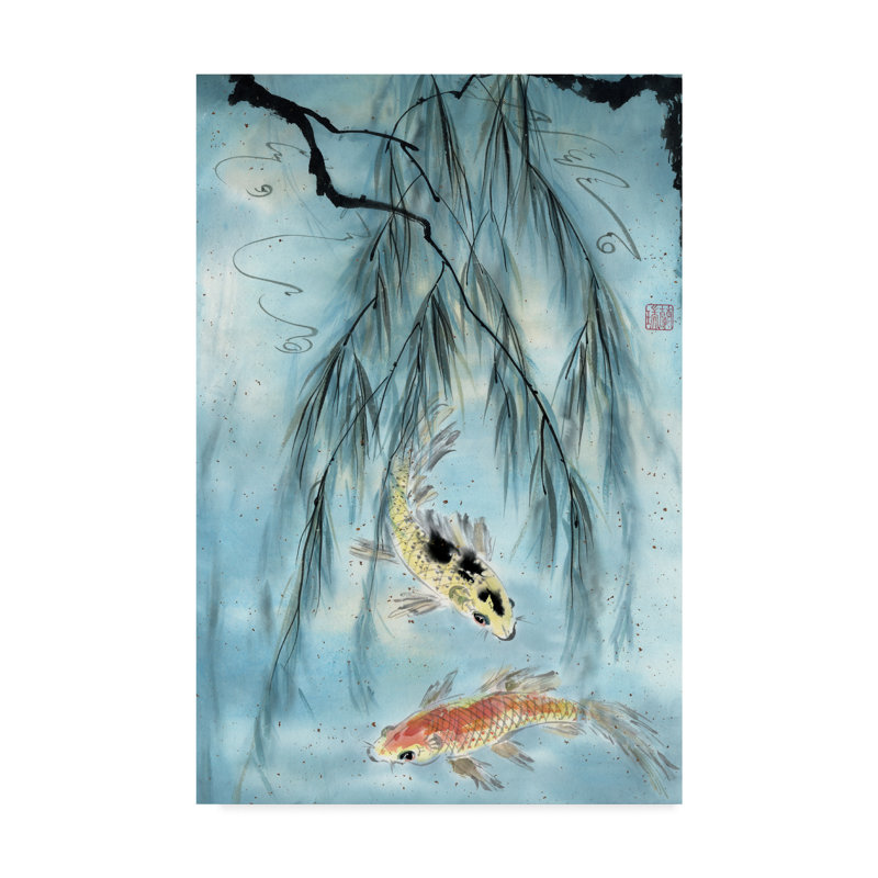 World Menagerie Asian Golden Koi Watercolor Painting Print On
